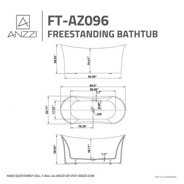 ANZZI EFT SERIES 5.58 Ft. Freestanding Bathtub In White