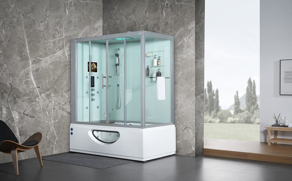 Maya Bath - Siena Steam Shower, White / Right