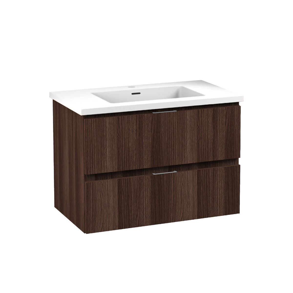 ANZZI Conques 30 in W x 20 in H x 18 in D Bath Vanity in Dark Brown with Cultured Marble Vanity Top in White with White Basin