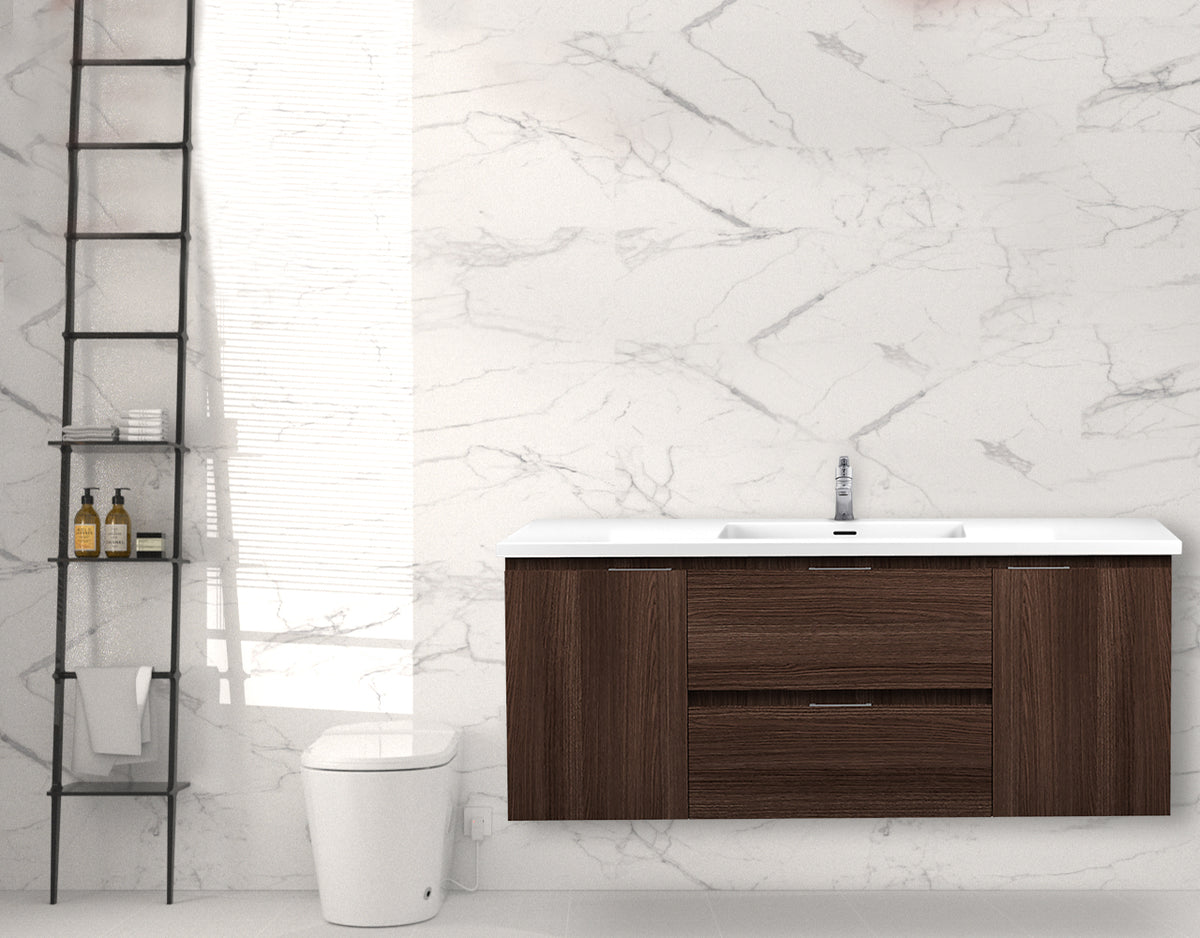 ANZZI Conques 48 in W x 20 in H x 18 in D Bath Vanity in Dark Brown with Cultured Marble Vanity Top in White with White Basin