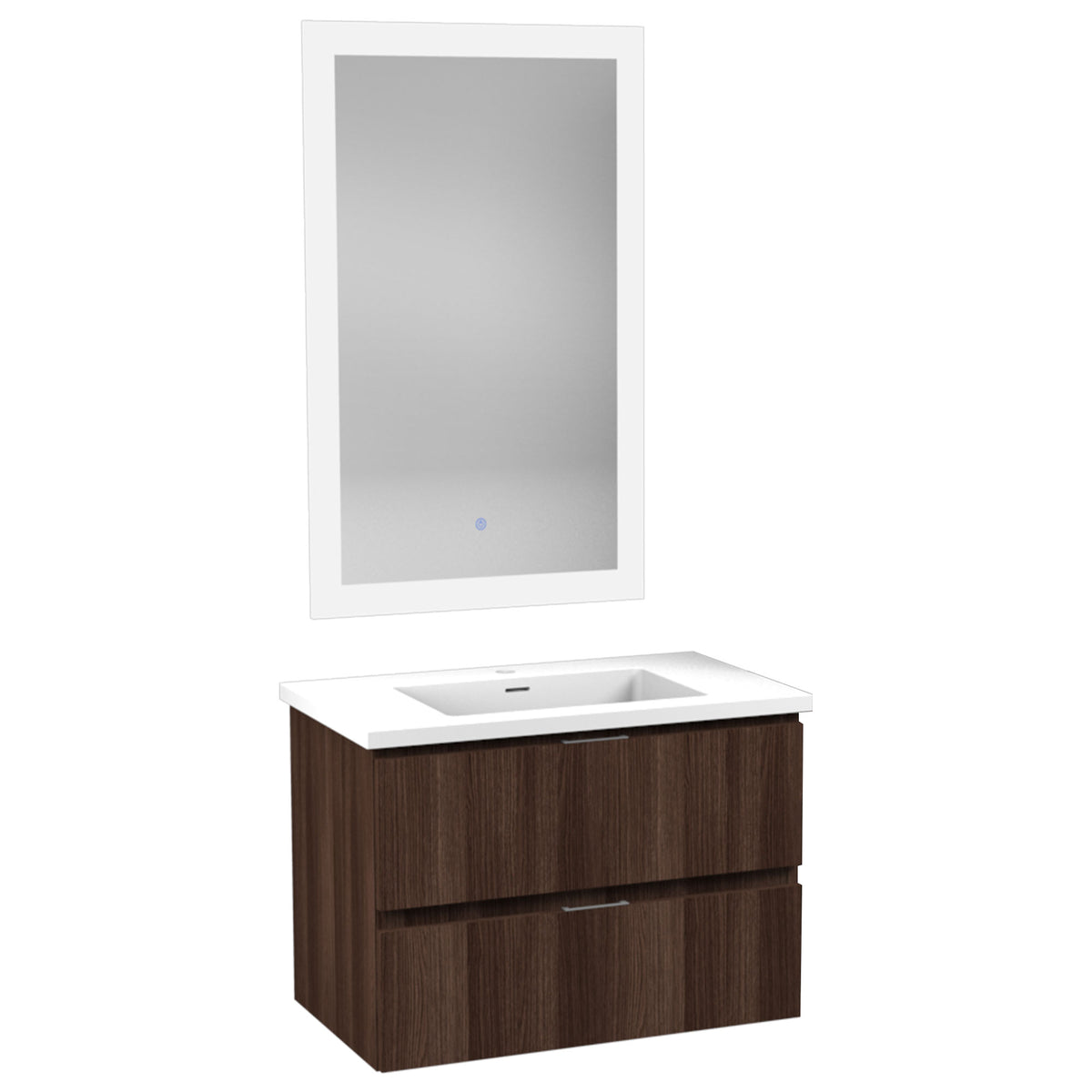 ANZZI Conques 30 in W x 20 in H x 18 in D Bath Vanity in Dark Brown with Cultured Marble Vanity Top in White with White Basin &amp; Mirror