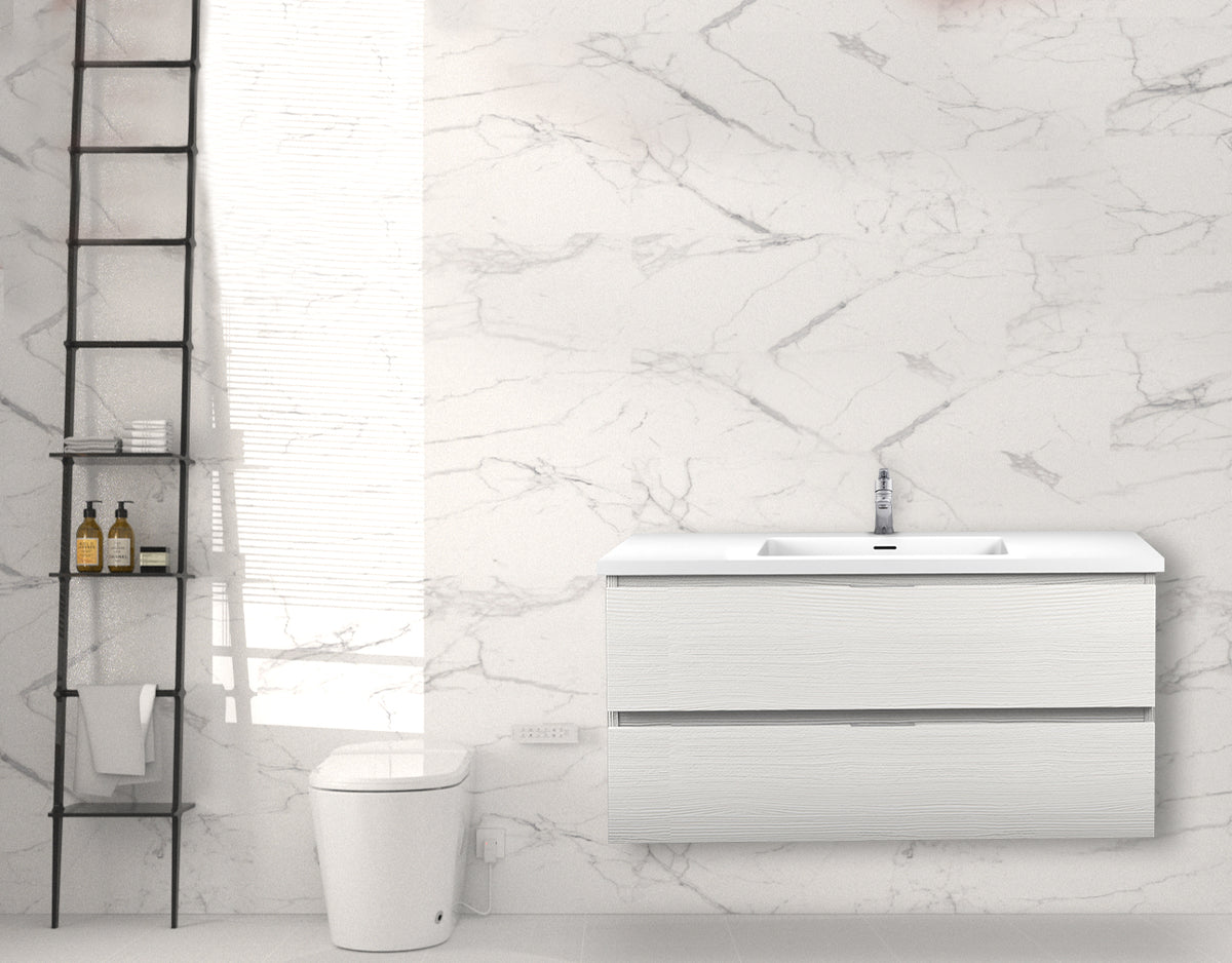 ANZZI Conques 39 in W x 20 in H x 18 in D Bath Vanity in Rich White with Cultured Marble Vanity Top in White with White Basin